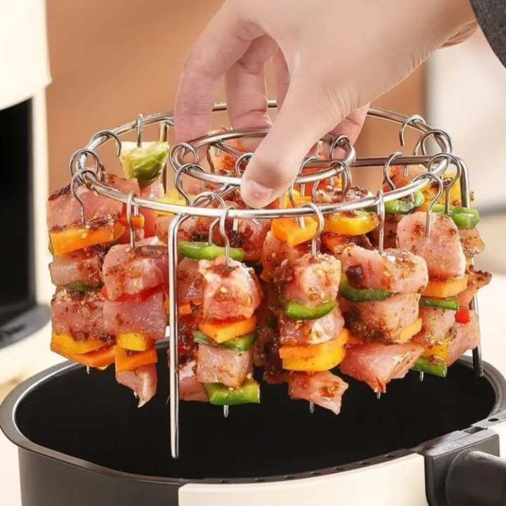 Air Fryer Skewer Rack Rotating Non-Stick Stainless Steel