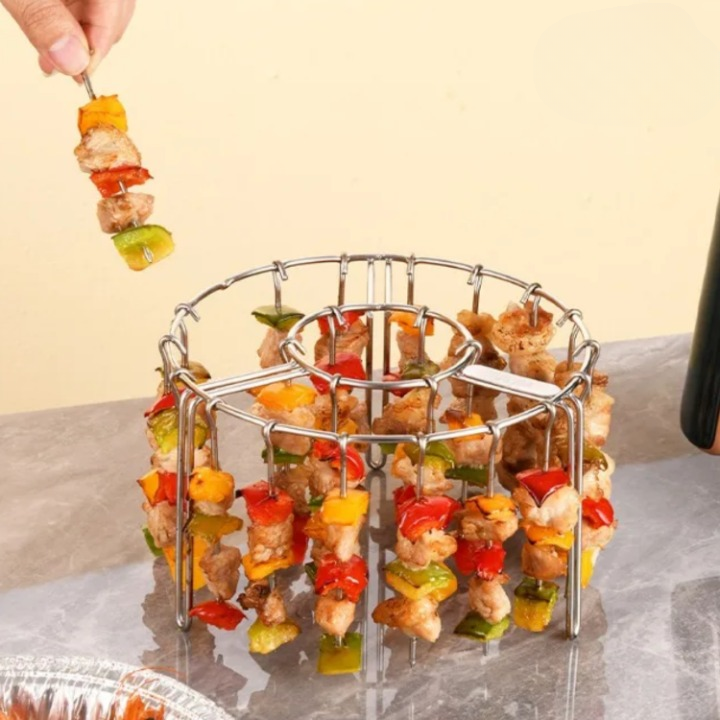 Air Fryer Skewer Rack Rotating Non-Stick Stainless Steel