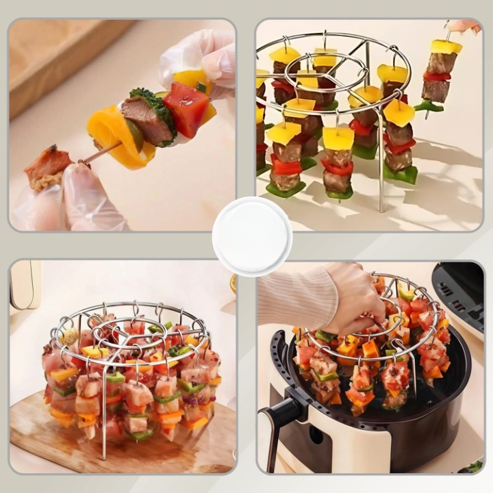 Air Fryer Skewer Rack Rotating Non-Stick Stainless Steel