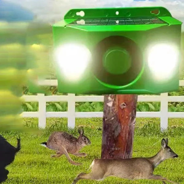Animal Deterrent Solar Dual Flashing Lights & Alarm Weather-Resistant