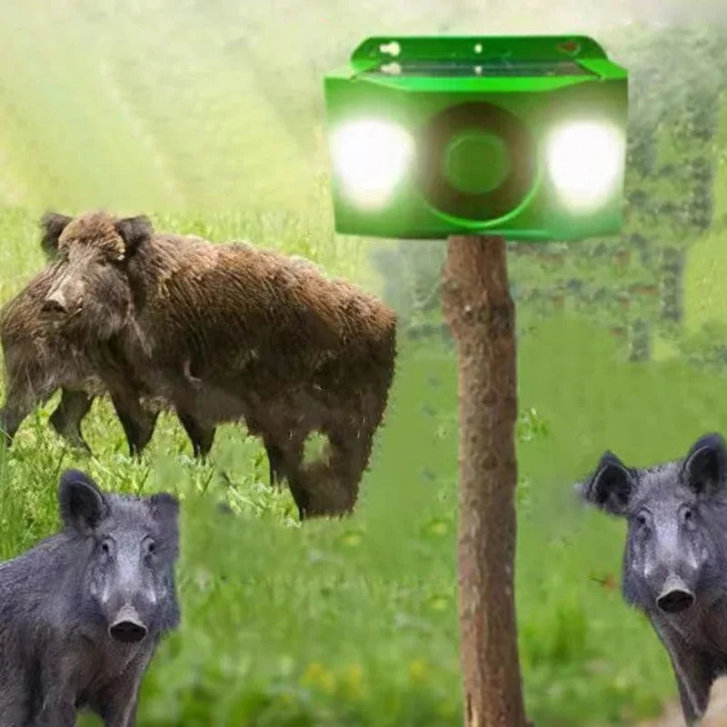 Animal Deterrent Solar Dual Flashing Lights & Alarm Weather-Resistant