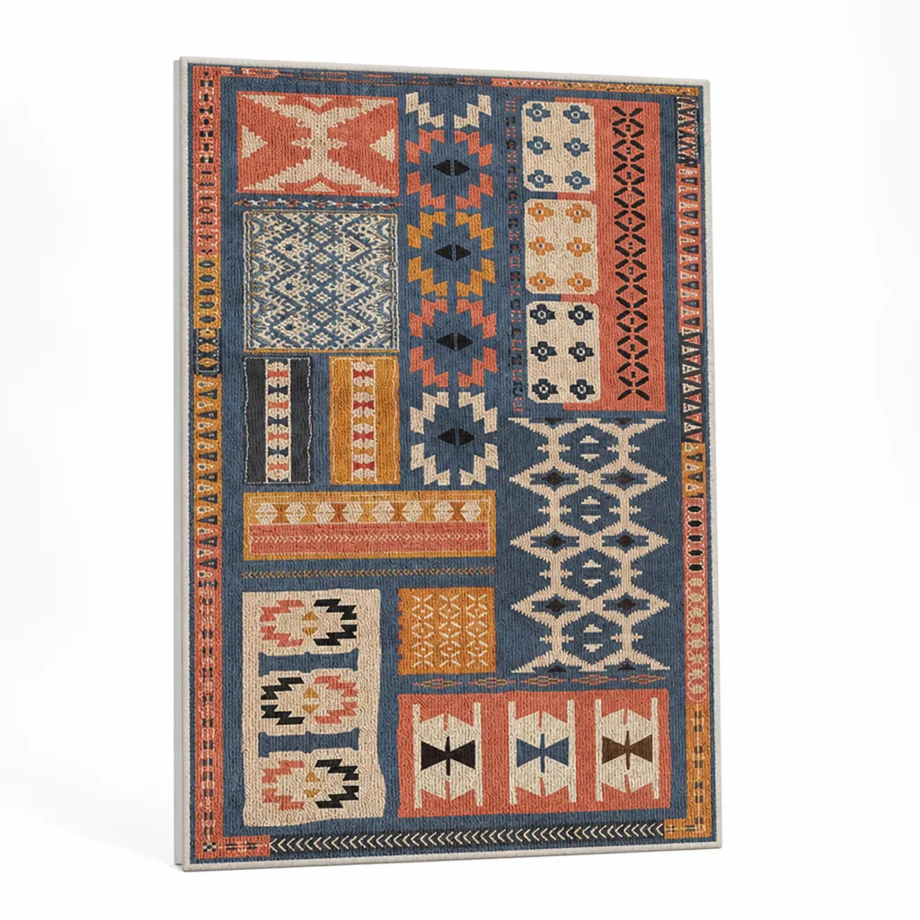 Area Rug Geometric Pattern Non-Slip Backing Easy-Care