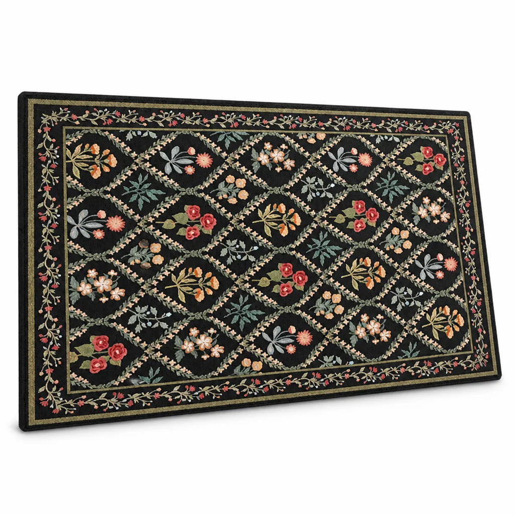 Area Rug Handcrafted Persian Floral Plush Easy Care