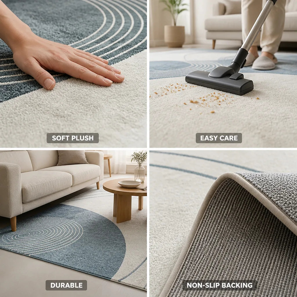 Area Rug Modern Abstract Soft Plush Easy Care
