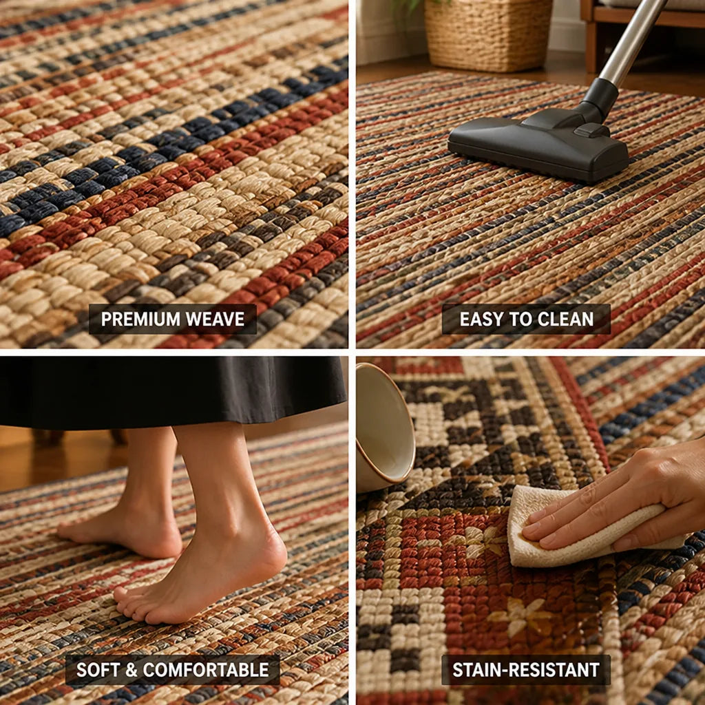 Area Rug Patchwork Soft & Stain-Resistant