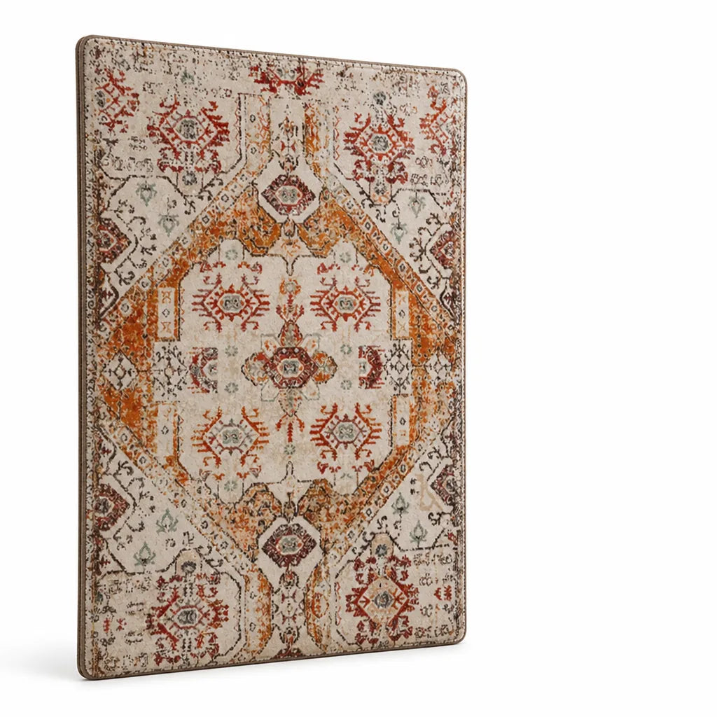 Area Rug Persian Medallion Flat-Weave Low-Profile