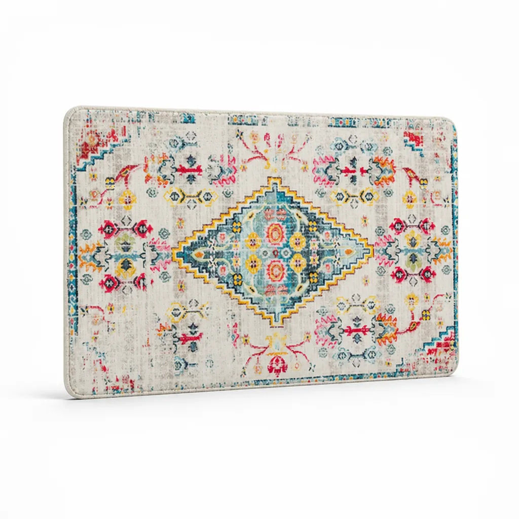 Area Rug Persian Medallion Flat-Weave Low-Profile