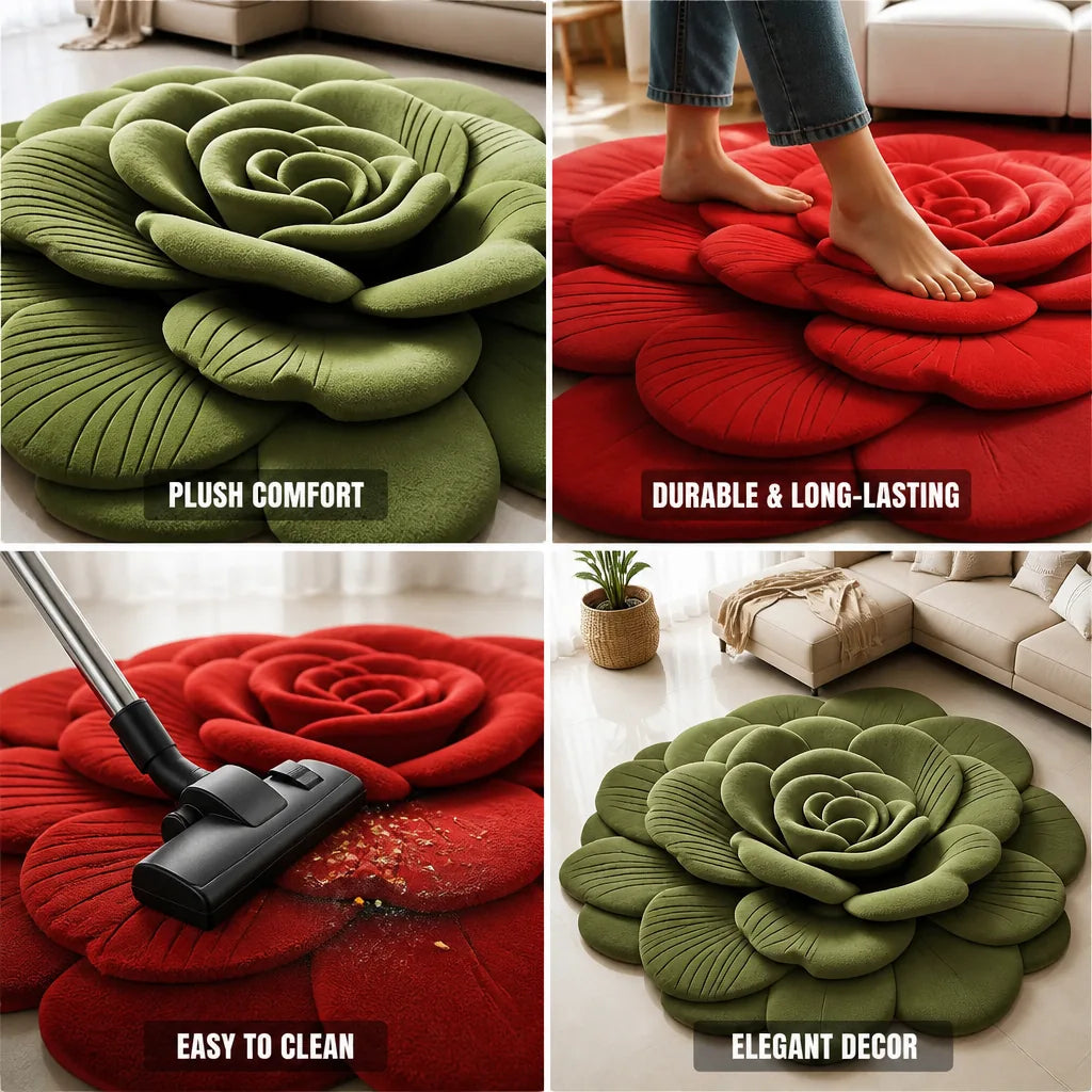 Area Rug Plush Floral Durable & Easy Clean