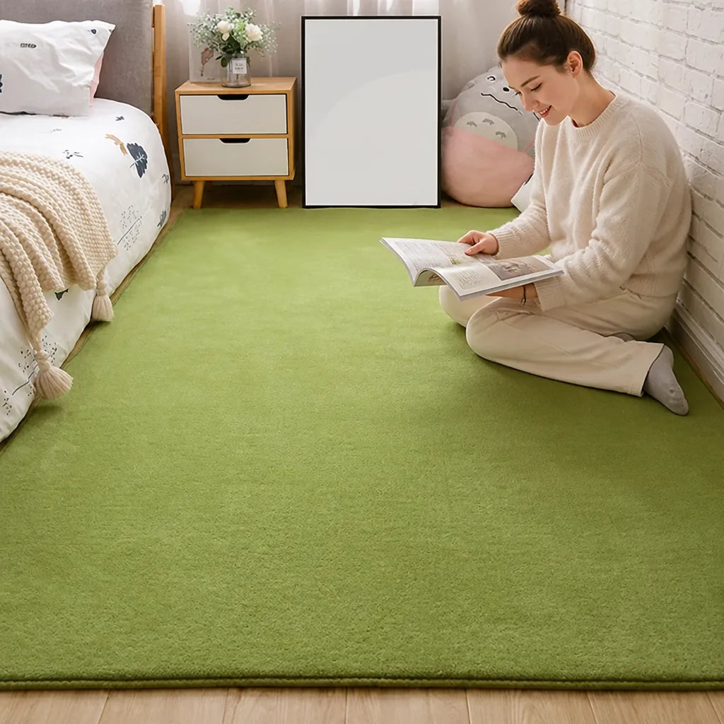 Area Rug Plush Synthetic Fiber Easy-Clean