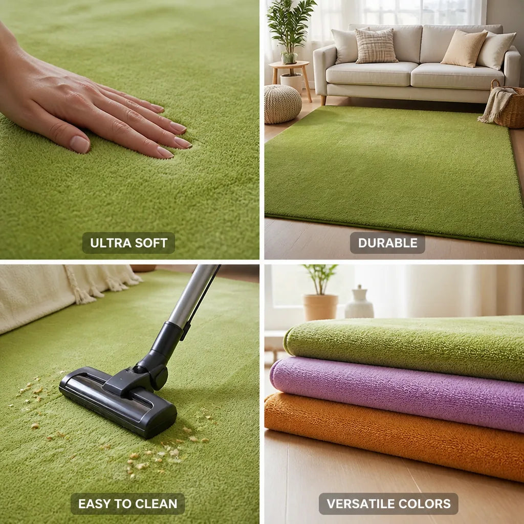 Area Rug Plush Synthetic Fiber Easy-Clean