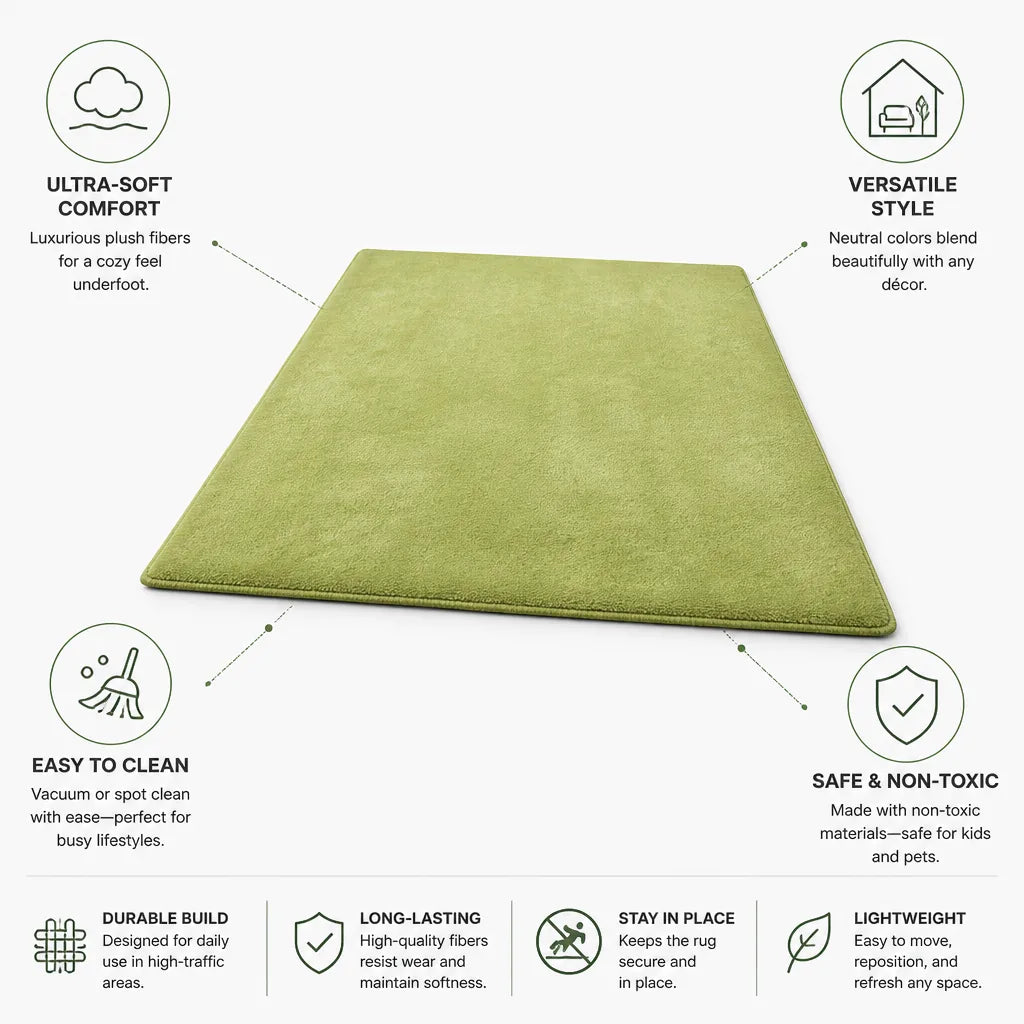 Area Rug Plush Synthetic Fiber Easy-Clean