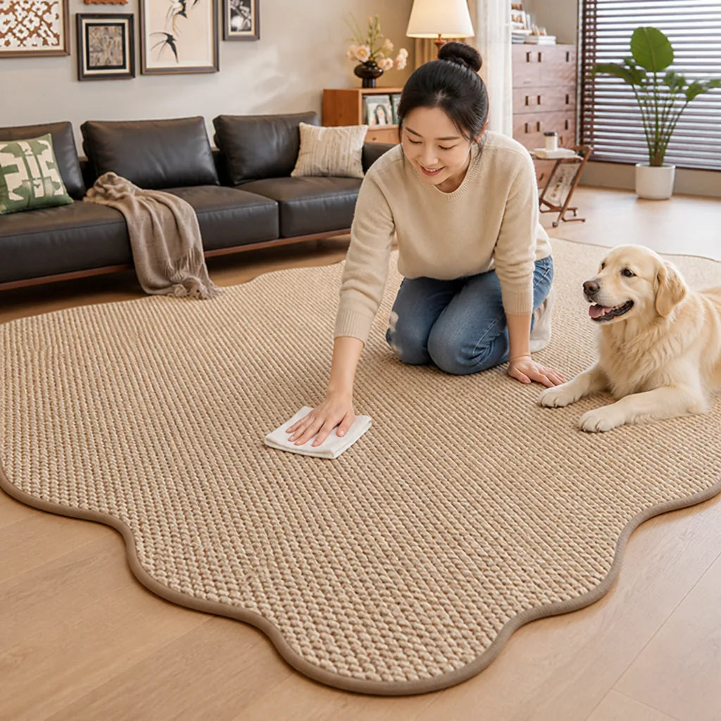 Area Rug Plush Textured Non-Slip Backing & Easy-Clean