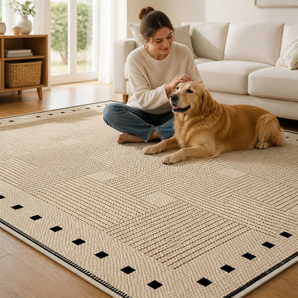Area Rug Textured Soft Durable Fibers Slip-Resistant Backing