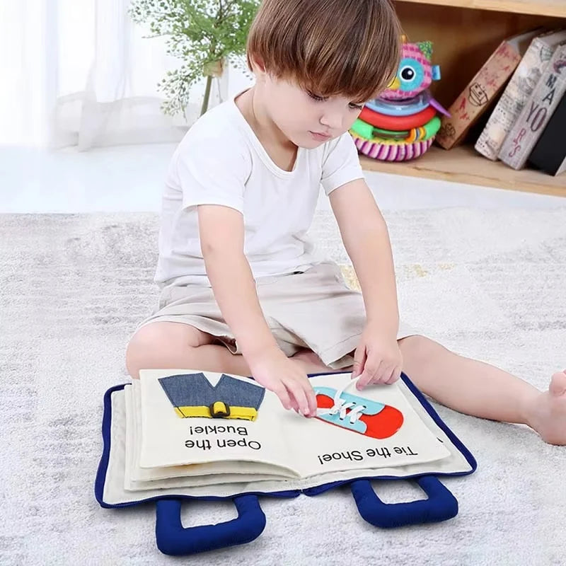 Baby Activity Book Soft Cloth Crinkle Tabs 3D Shapes