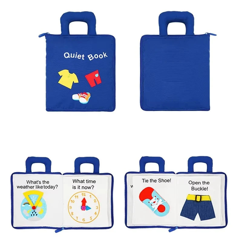 Baby Activity Book Soft Cloth Crinkle Tabs 3D Shapes