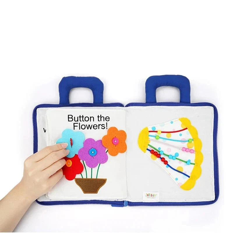 Baby Activity Book Soft Cloth Crinkle Tabs 3D Shapes