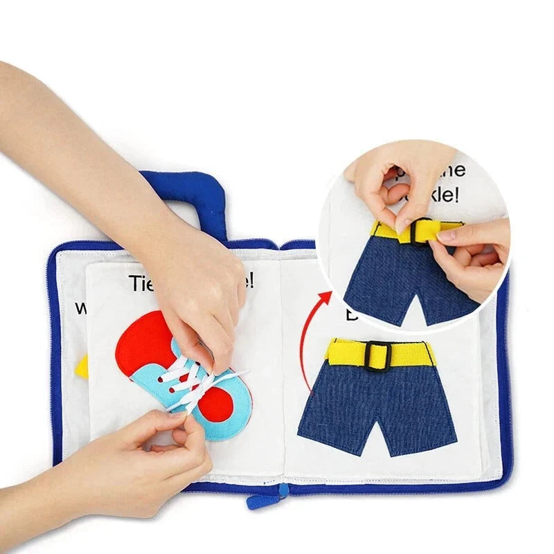 Baby Activity Book Soft Cloth Crinkle Tabs 3D Shapes