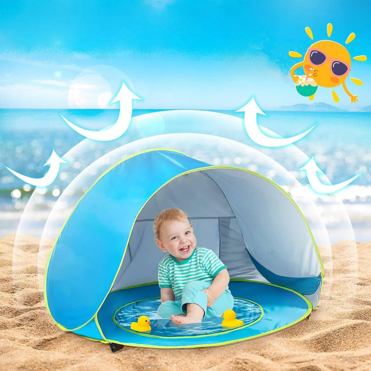 Baby Beach Tent Pop-Up UPF 50 Built-In Splash Pool