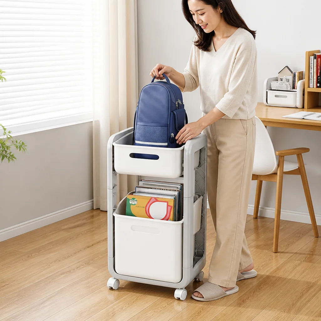 Backpack & Book Stand Wheeled Multi-Tier Durable Plastic