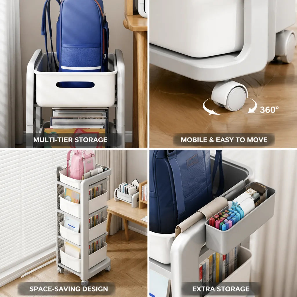 Backpack & Book Stand Wheeled Multi-Tier Durable Plastic