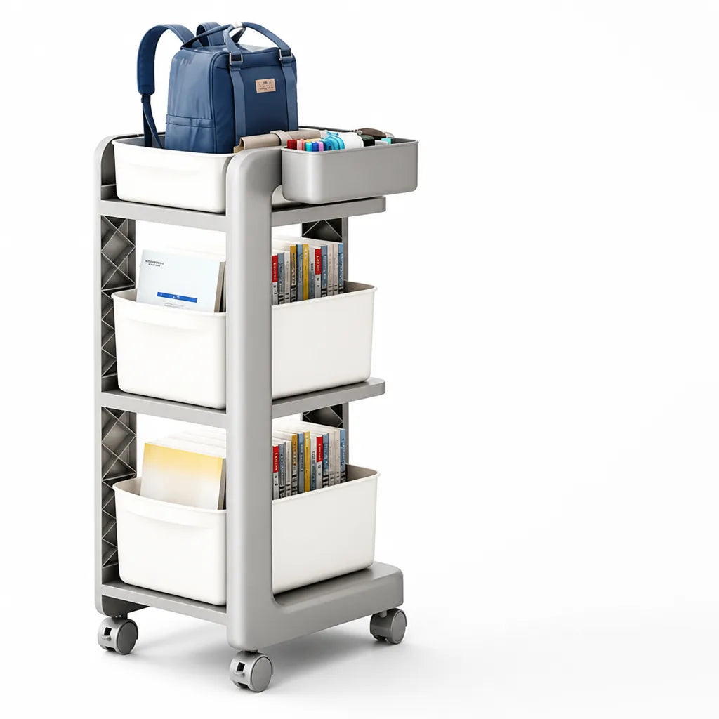 Backpack & Book Stand Wheeled Multi-Tier Durable Plastic