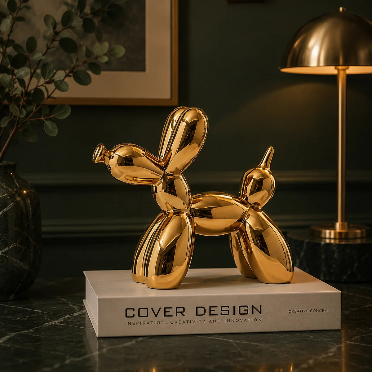Balloon Dog Statue Glazed Ceramic High Gloss 8.7 Inch
