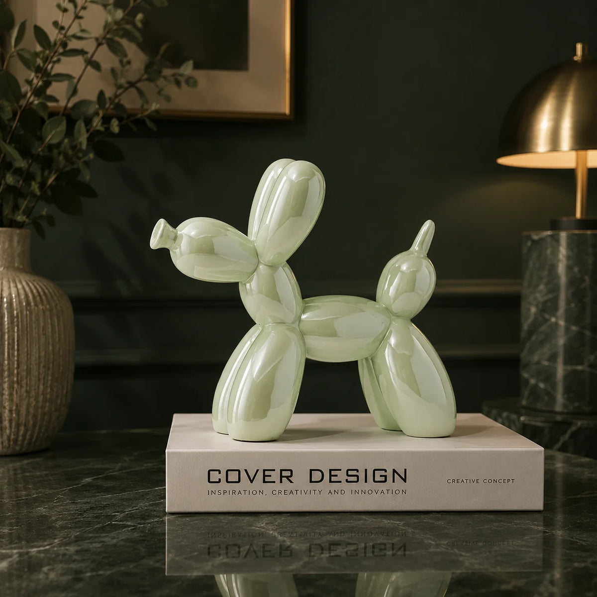 Balloon Dog Statue Glazed Ceramic High Gloss 8.7 Inch