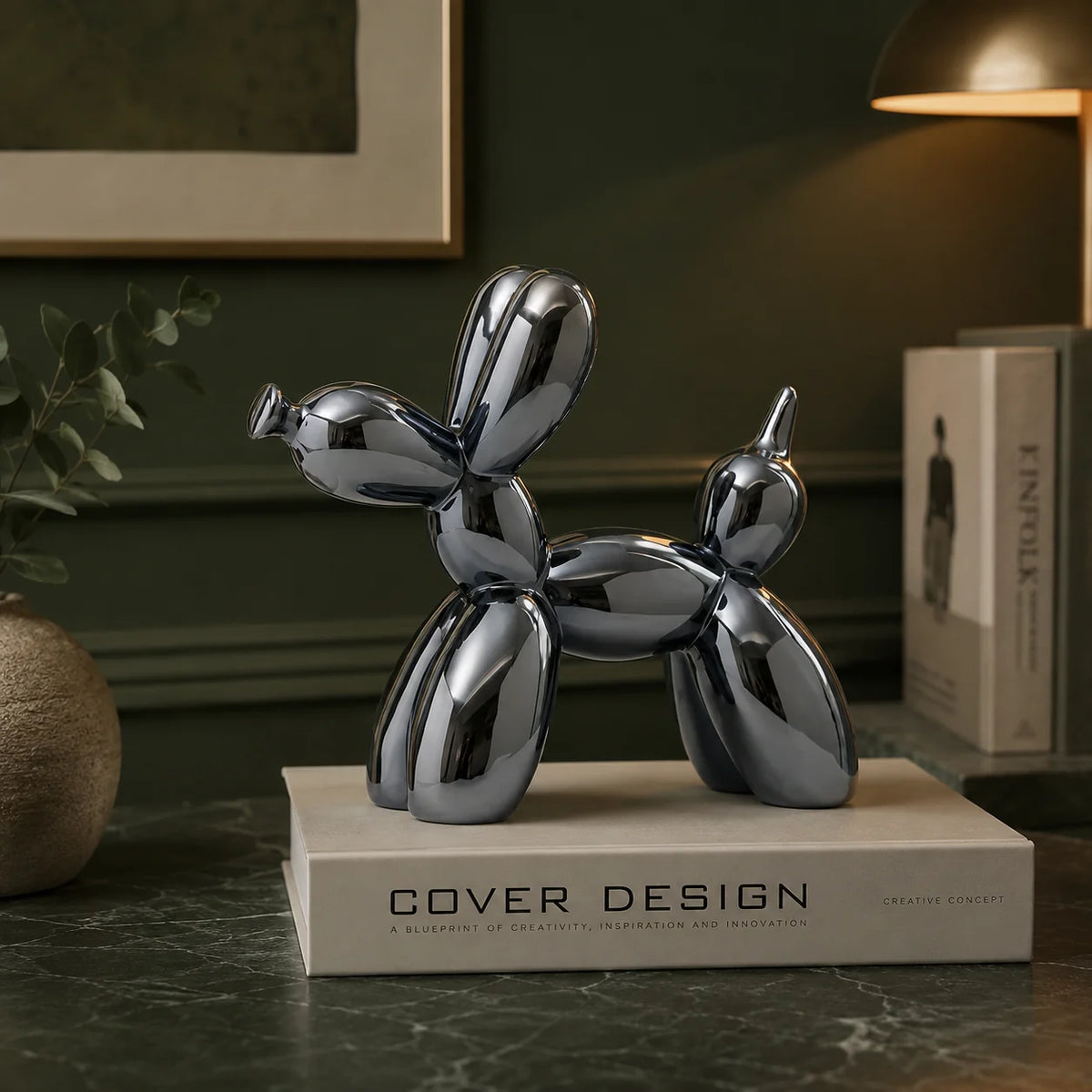 Balloon Dog Statue Glazed Ceramic High Gloss 8.7 Inch