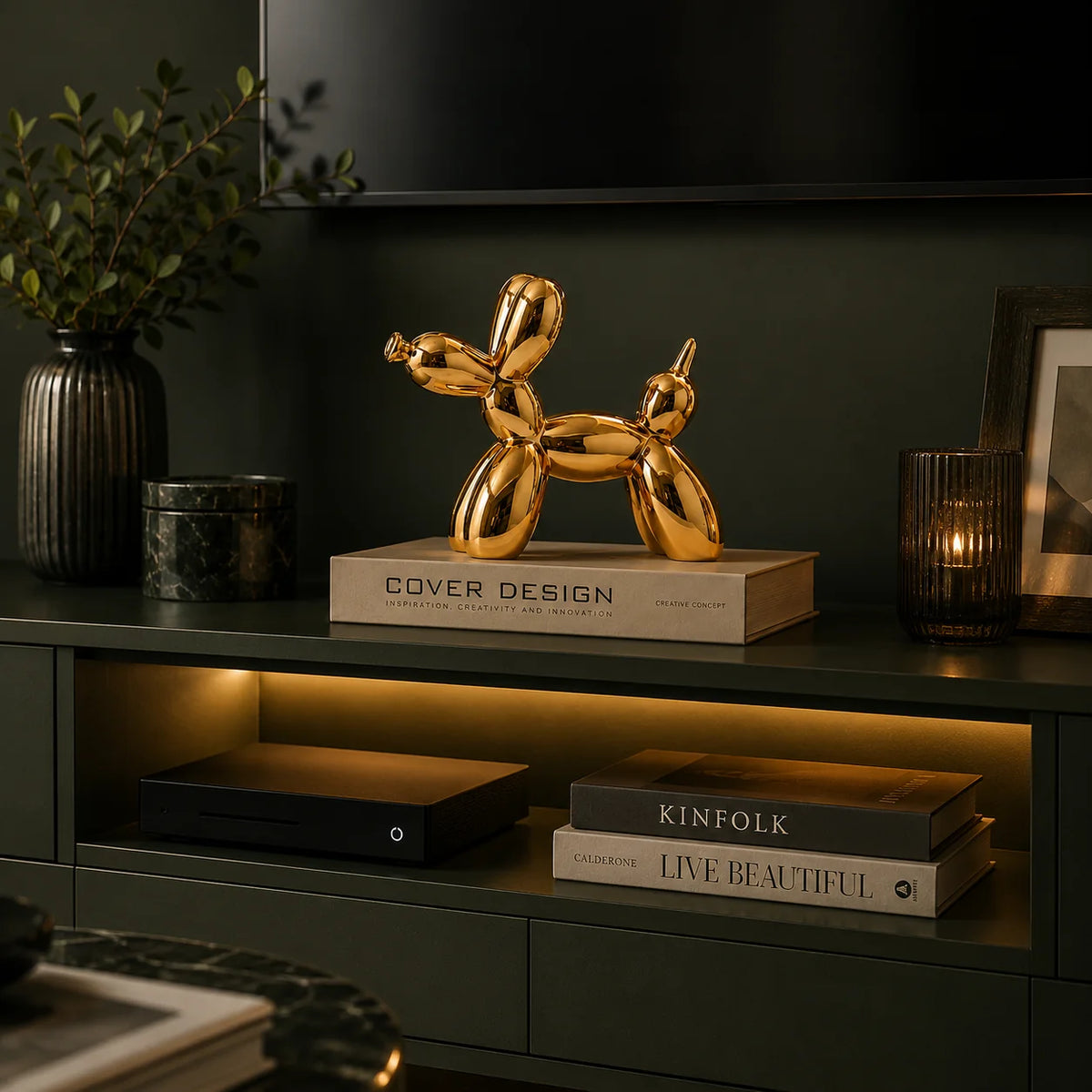 Balloon Dog Statue Glazed Ceramic High Gloss 8.7 Inch