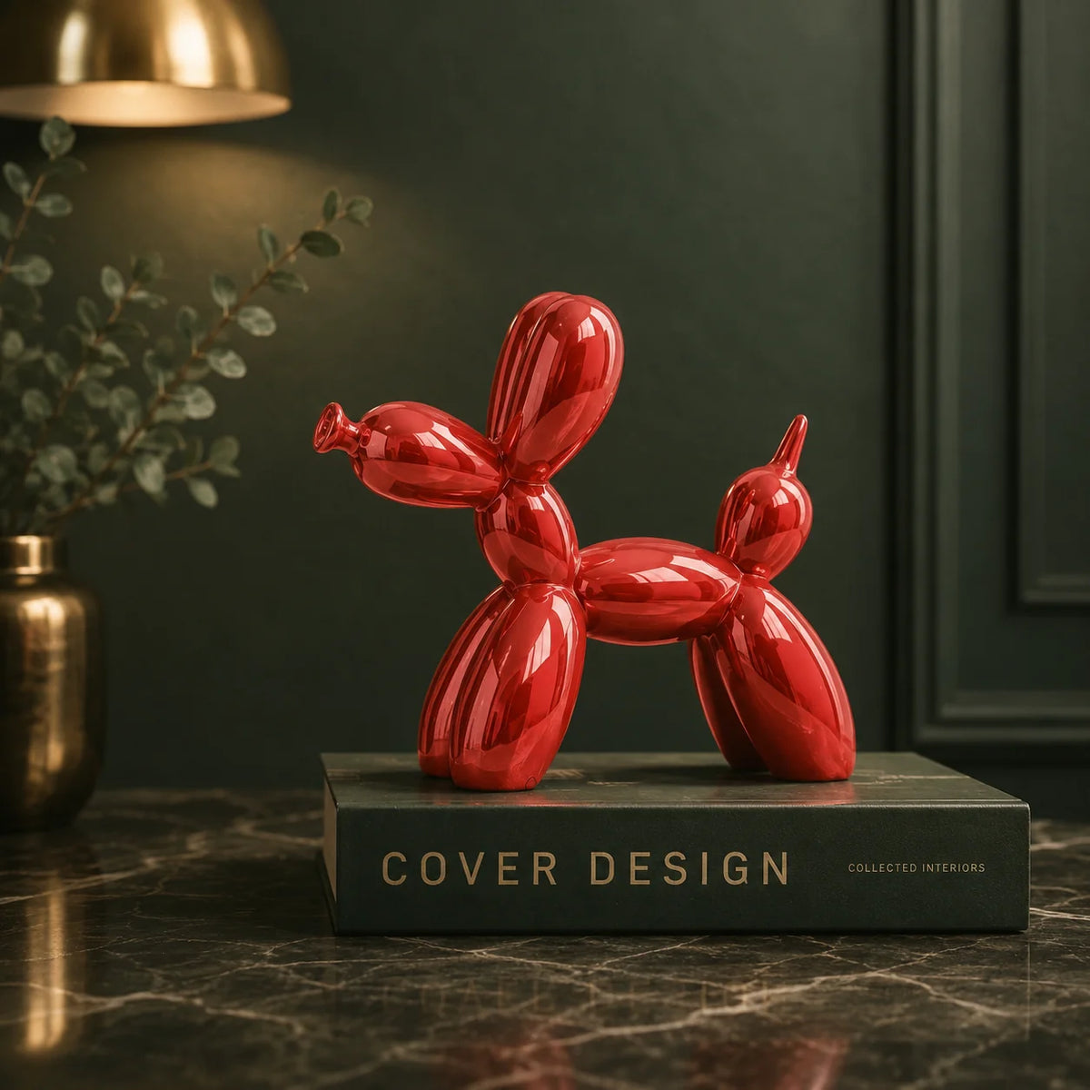 Balloon Dog Statue Glazed Ceramic High Gloss 8.7 Inch
