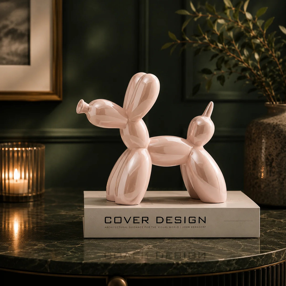 Balloon Dog Statue Glazed Ceramic High Gloss 8.7 Inch