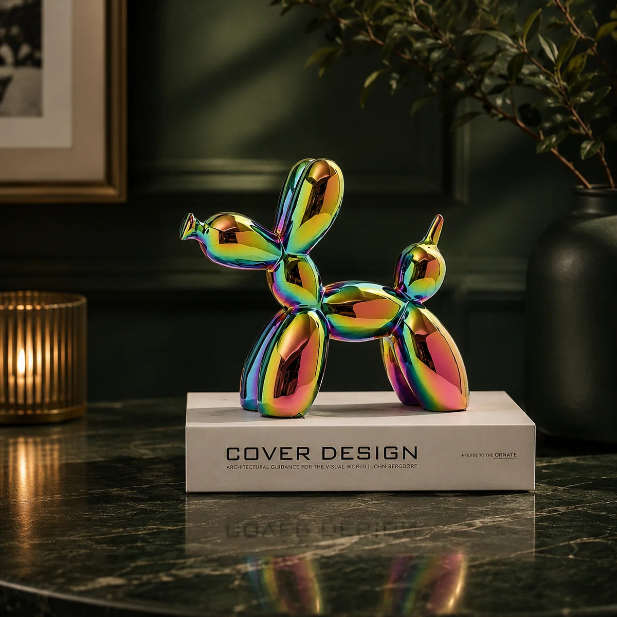 Balloon Dog Statue Glazed Ceramic High Gloss 8.7 Inch