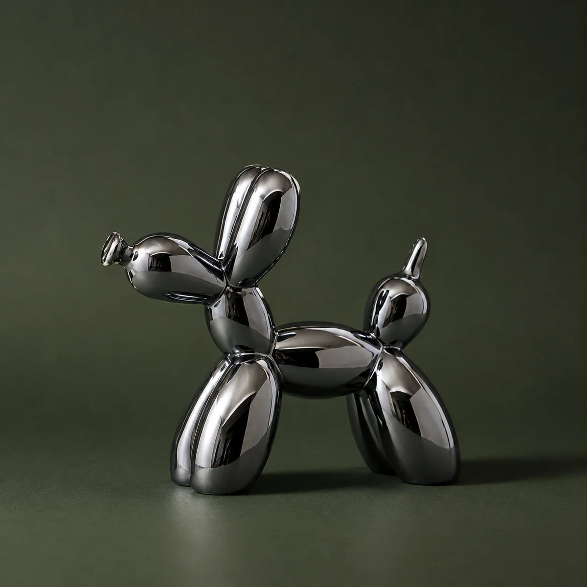 Balloon Dog Statue Glazed Ceramic High-Gloss Weighted Base