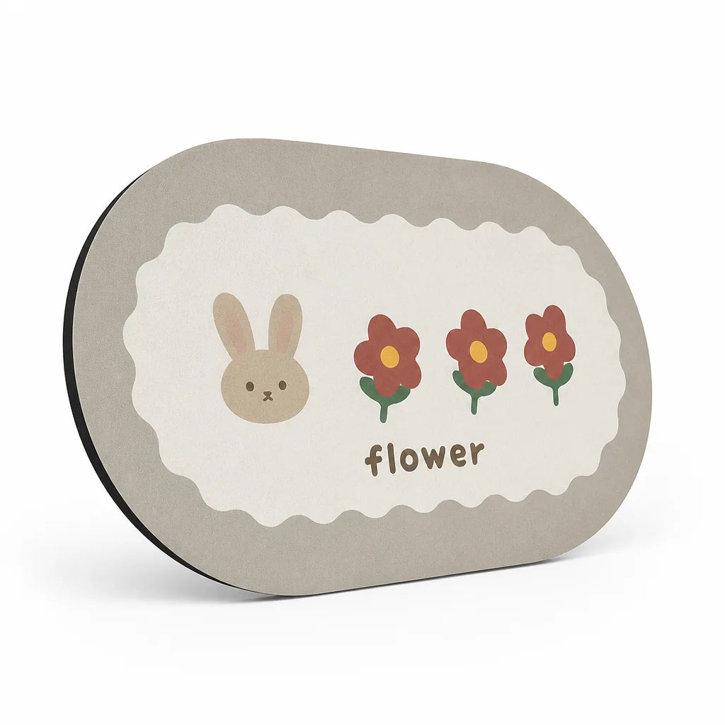 Bath Mat Bunny & Floral Non-Slip Machine Washable