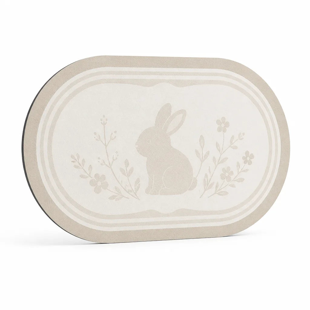 Bath Mat Bunny & Floral Non-Slip Machine Washable