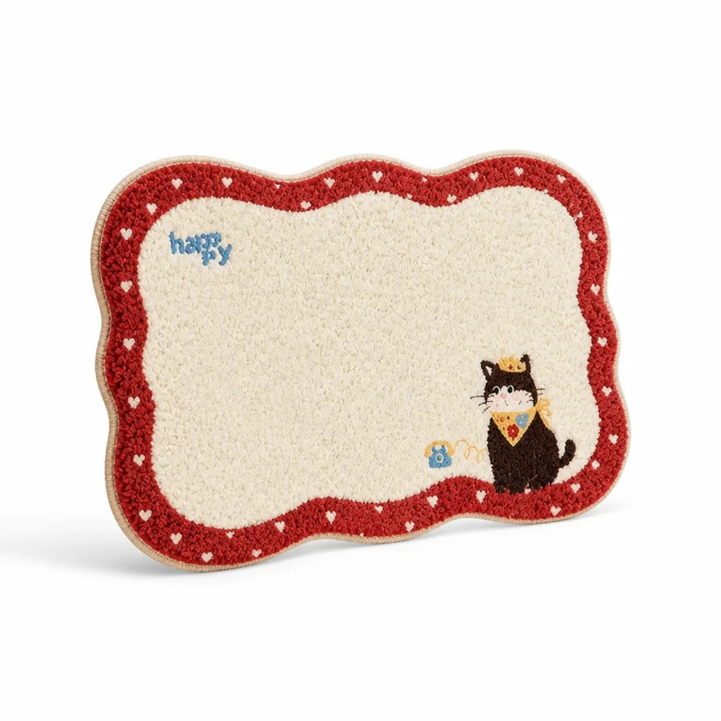Bath Mat Cat-Themed Faux Cashmere Non-Slip Machine Washable
