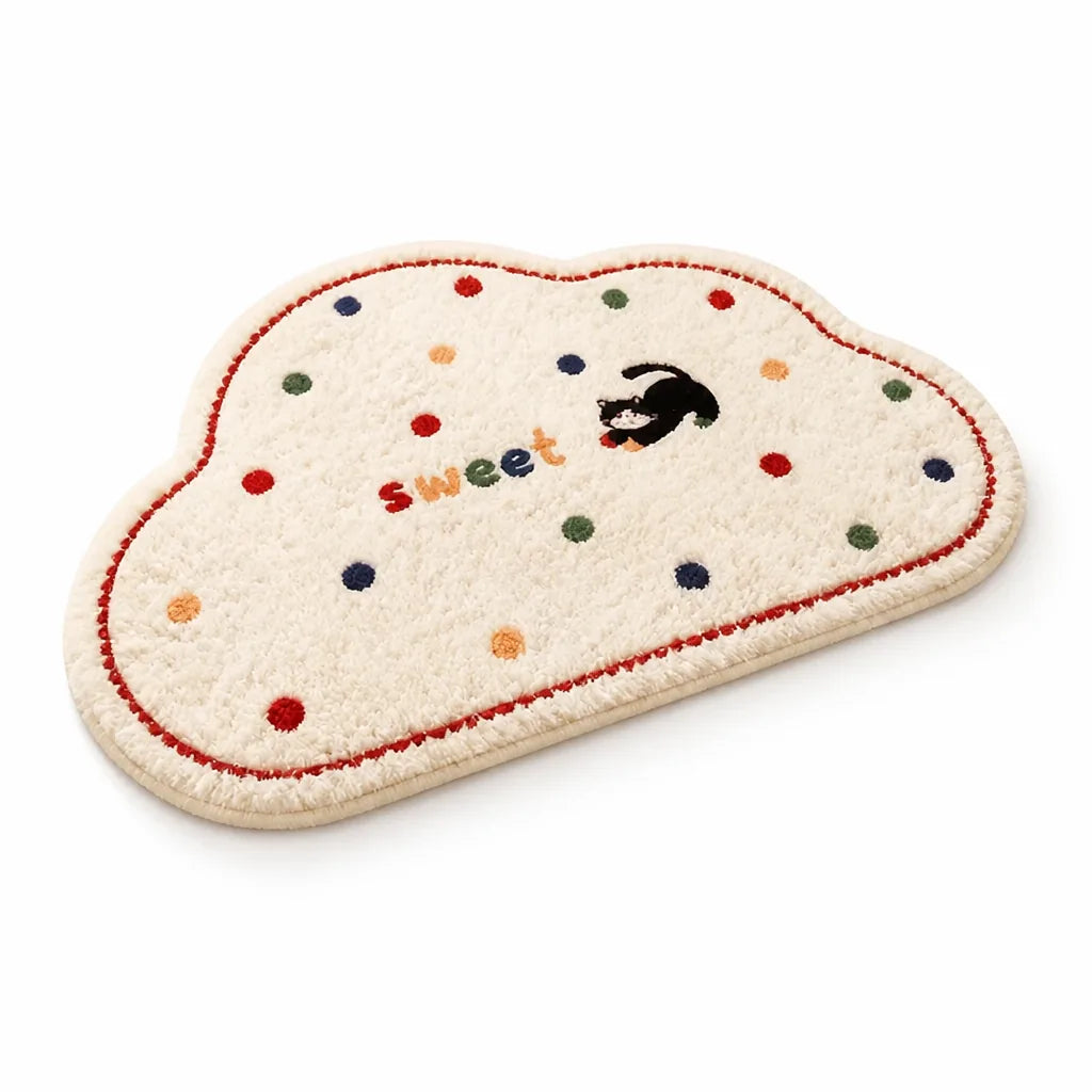 Bath Mat Cat-Themed Faux Cashmere Non-Slip Machine Washable