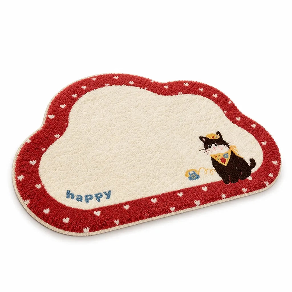 Bath Mat Cat-Themed Faux Cashmere Non-Slip Machine Washable