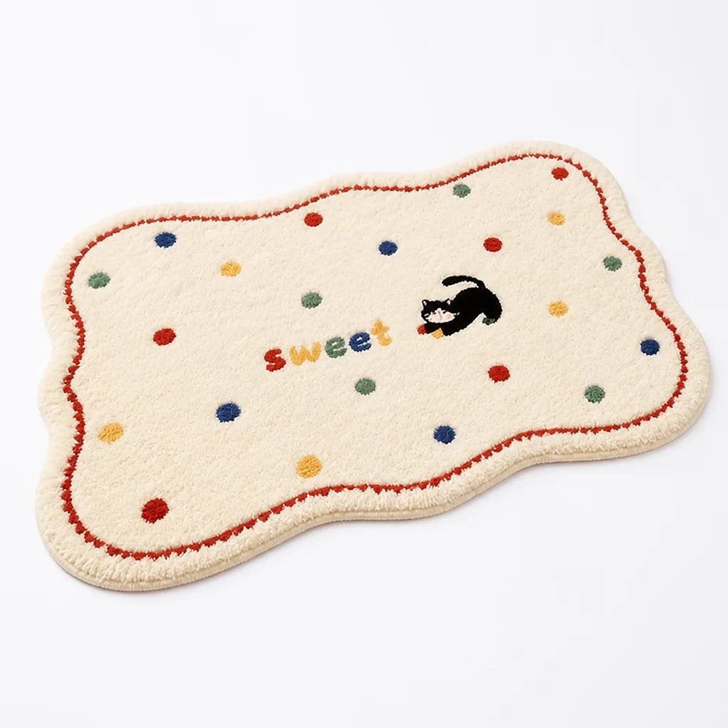 Bath Mat Cat-Themed Faux Cashmere Non-Slip Machine Washable