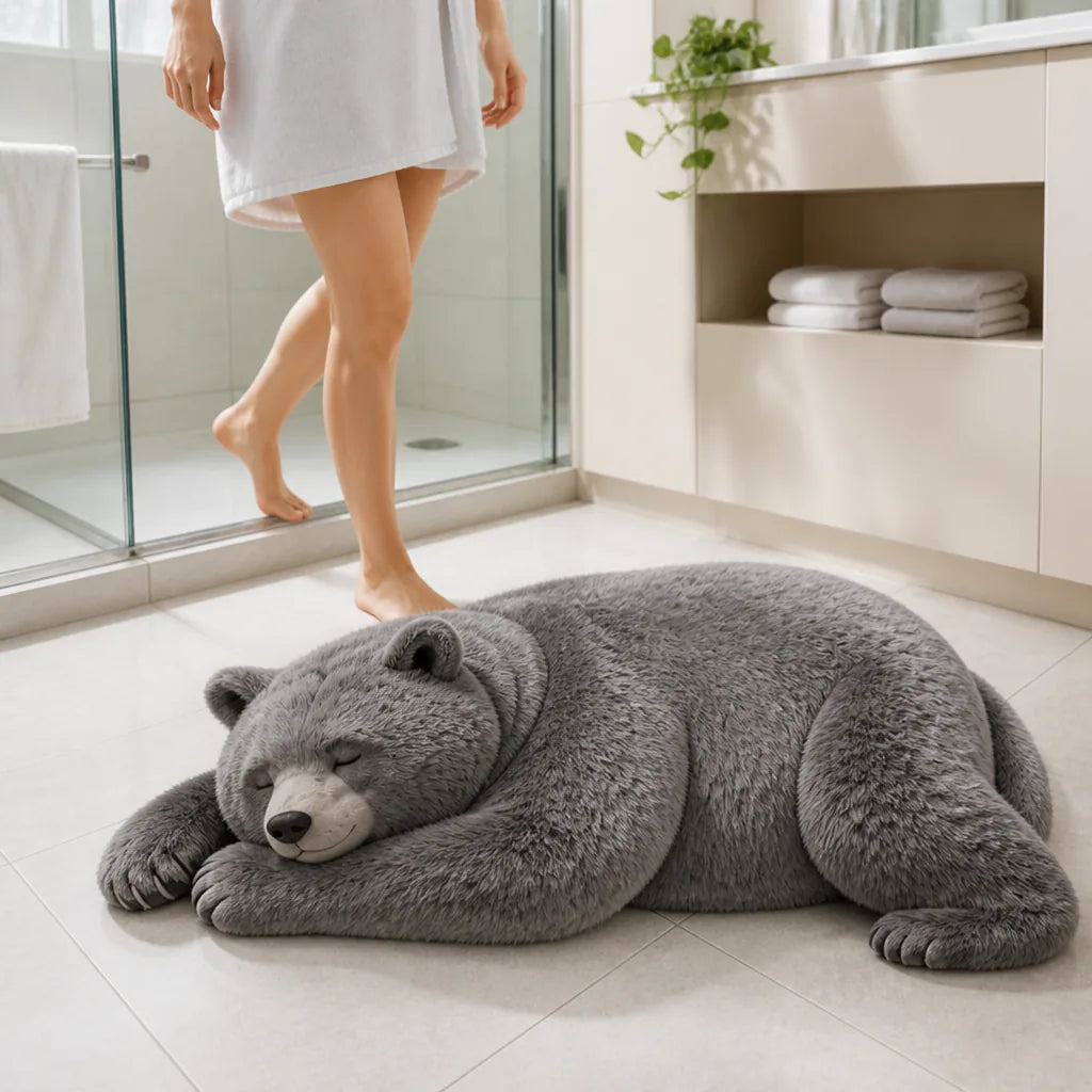 Bath Mat Dog-Shaped Plush Microfiber Non-Slip Machine Washable
