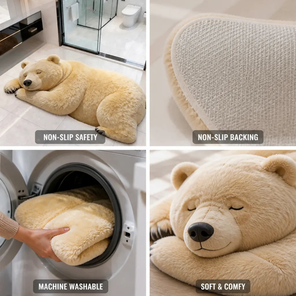 Bath Mat Dog-Shaped Plush Microfiber Non-Slip Machine Washable