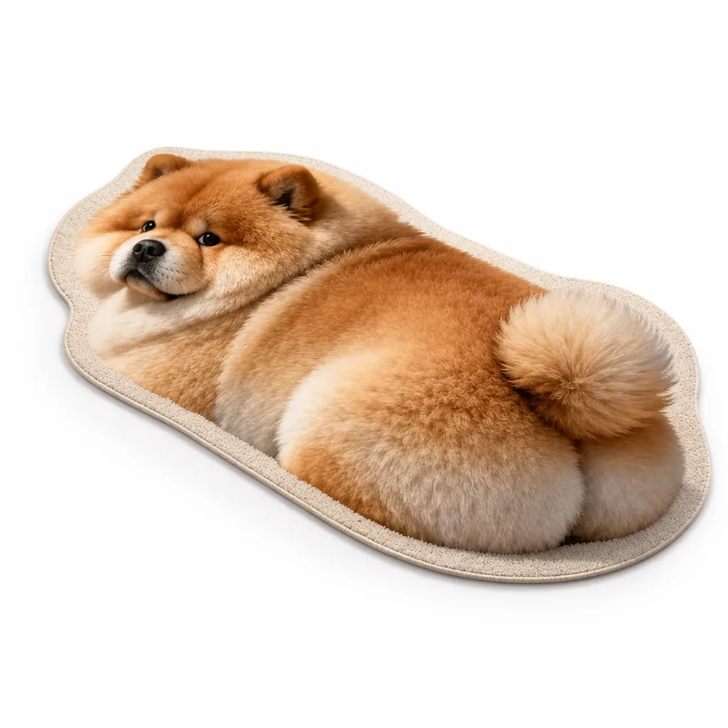 Bath Mat Dog-Shaped Plush Microfiber Non-Slip Machine Washable
