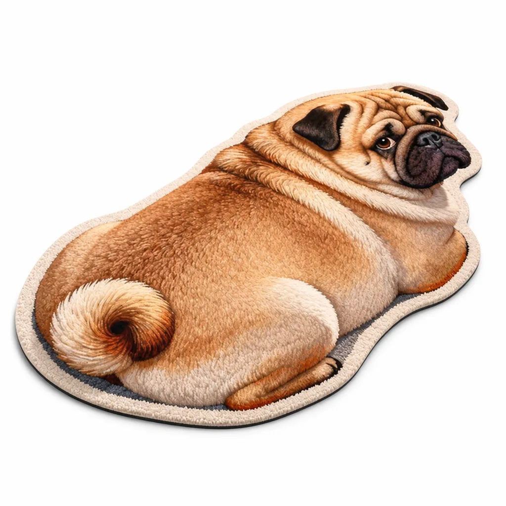 Bath Mat Dog-Shaped Plush Microfiber Non-Slip Machine Washable