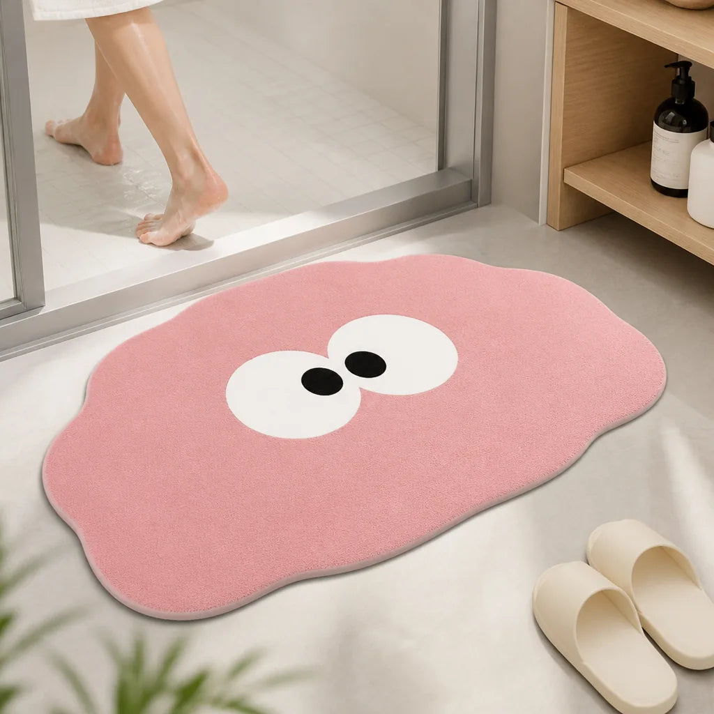 Bath Mat Plush Cartoon Design Non-Slip & Machine Washable