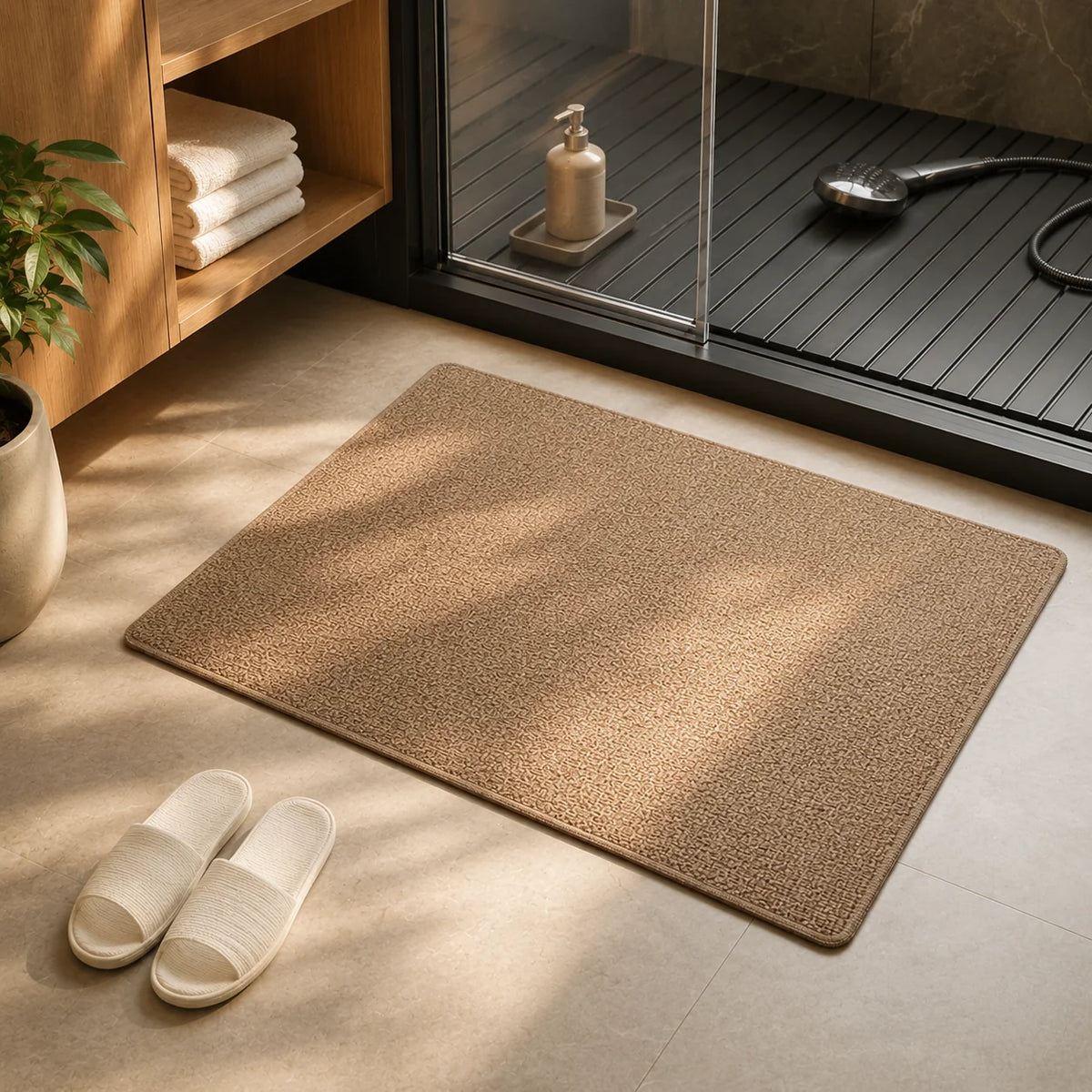 Bath Mat Plush Moisture-Wicking PVC Non-Slip