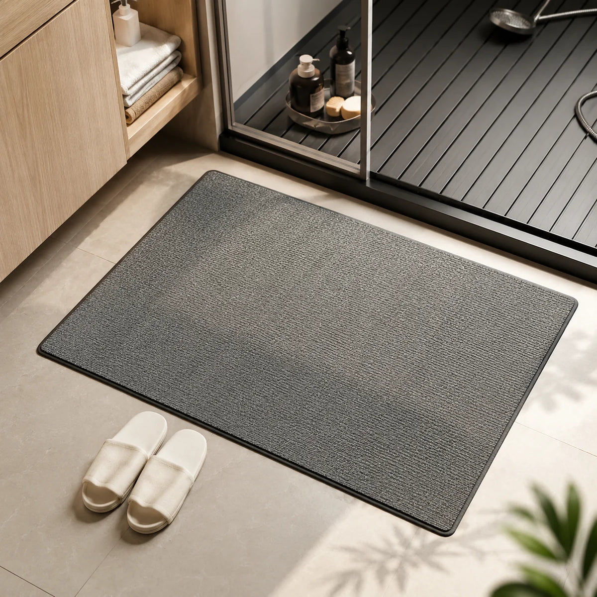 Bath Mat Plush Moisture-Wicking PVC Non-Slip