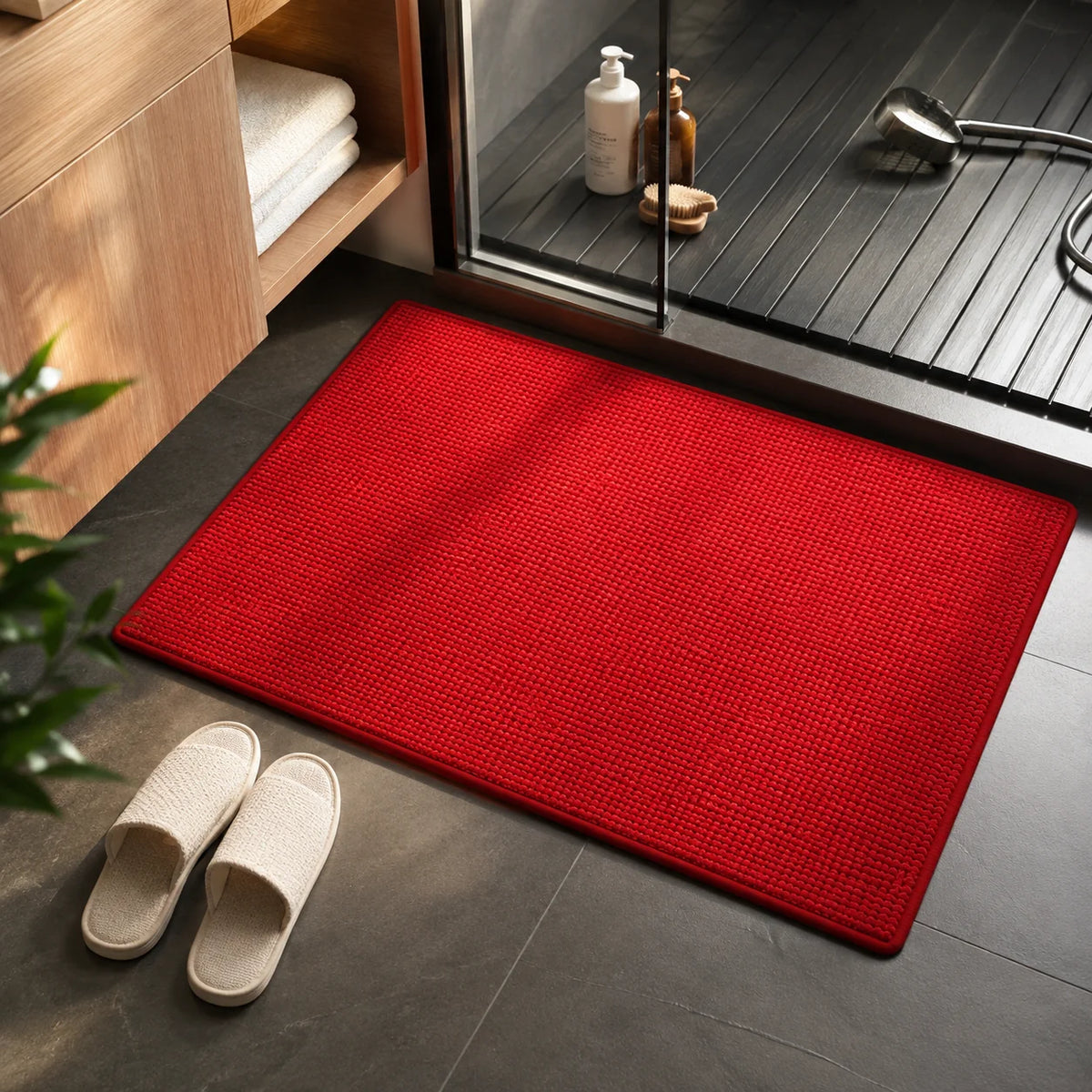 Bath Mat Plush Moisture-Wicking PVC Non-Slip