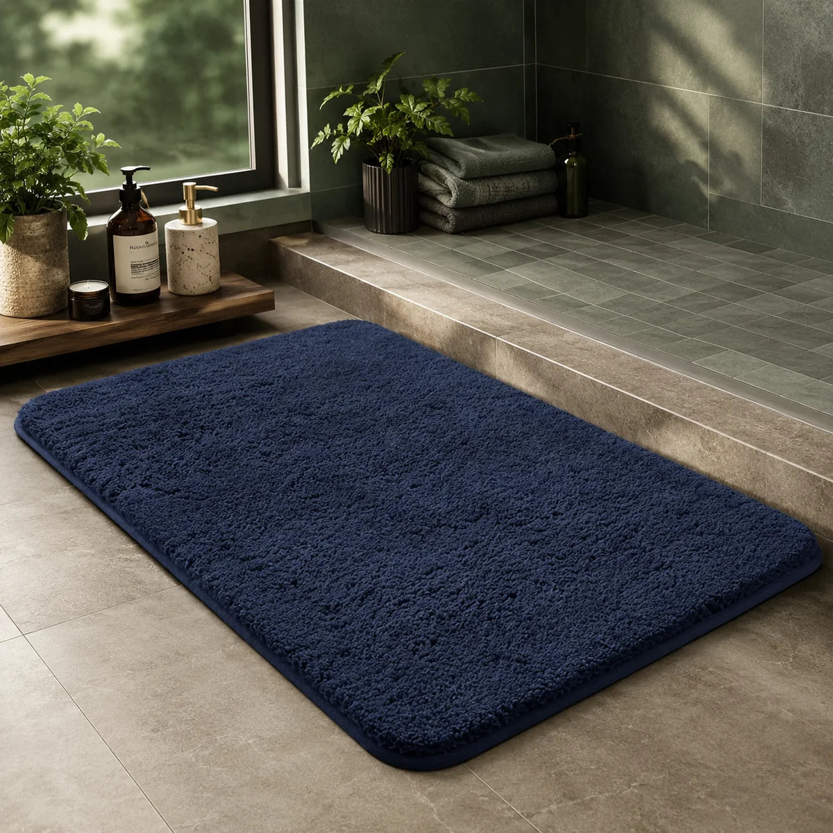 Bath Mat Plush Polyester Long-Pile Non-Slip Backing