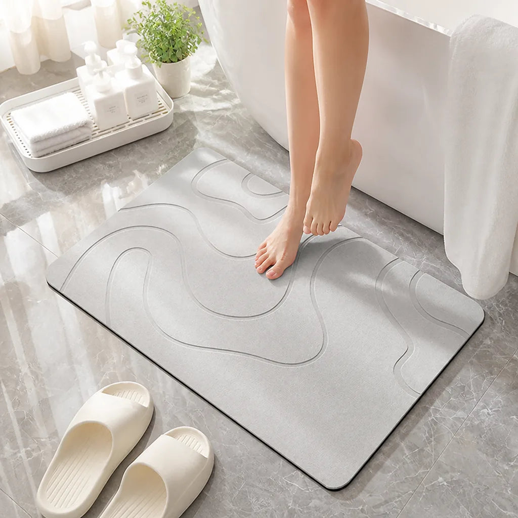 Bath Mat Plush Textured Non-Slip Rubber Base Quick Drying
