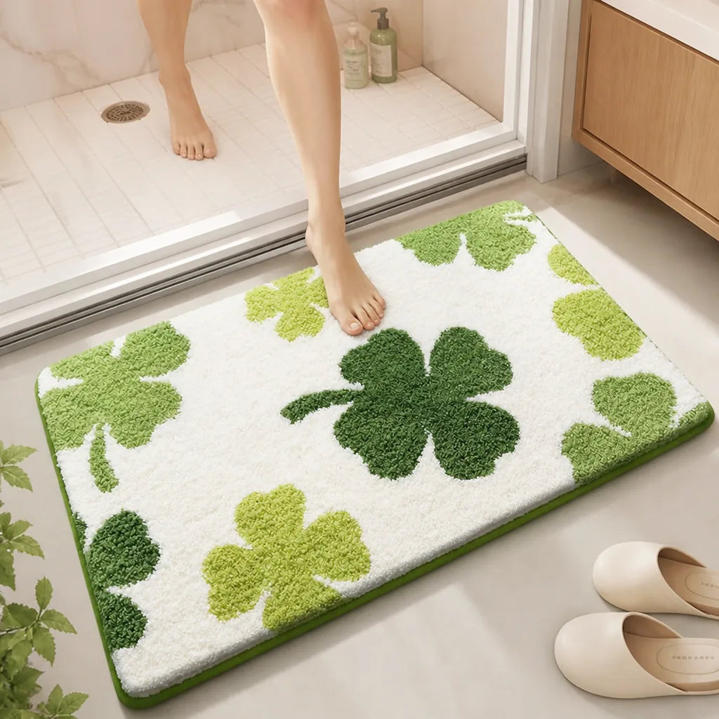 Bath Mat Shamrock Plush Non-Slip & Absorbent